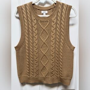J Crew Women's 100% Cotton Cable Knit Sweater Vest